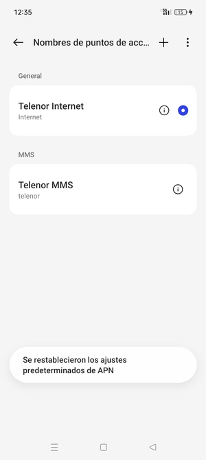 Seleccione Nuevo APN