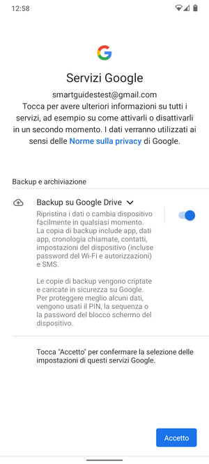 Seleziona Accetto