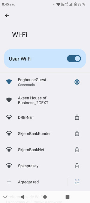 Ahora está conectado a la red Wi-Fi