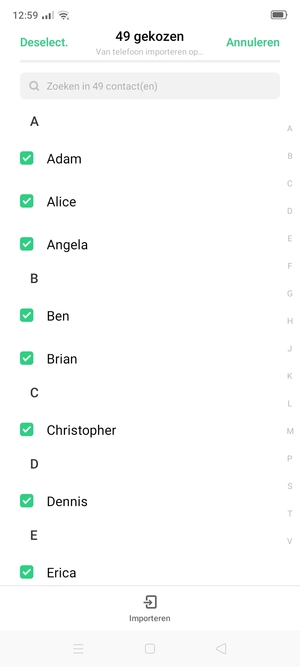 Selecteer Importeren