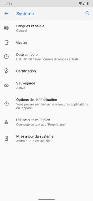 Sélectionnez Mise à jour du système
