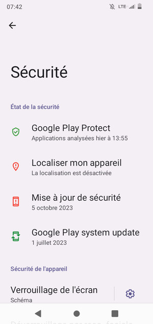 Votre téléphone est maintenant sécurisé par un écran de verrouillage