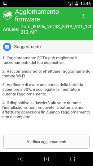 Seleziona Verifica aggiornamenti