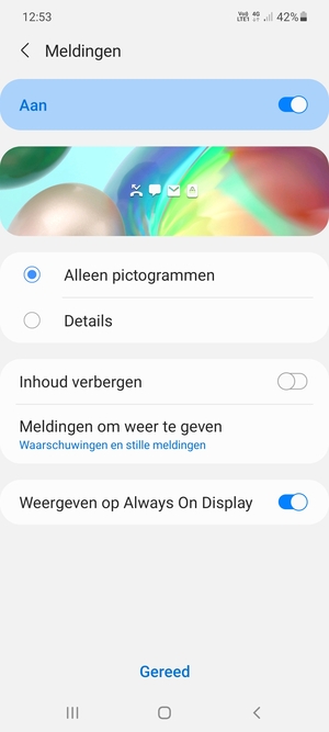 Selecteer uw voorkeursopties en selecteer Gereed