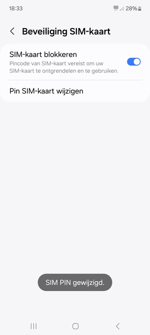Uw SIM PIN is gewijzigd