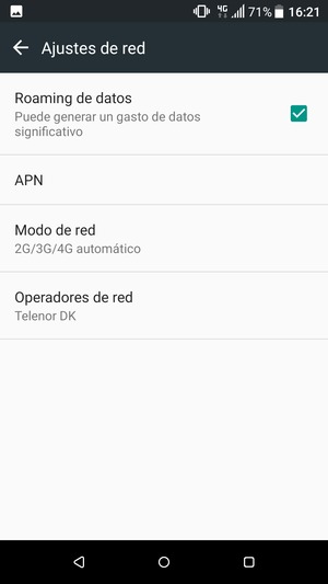 Activar o desactivar Roaming de datos