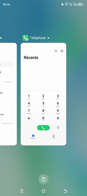 Sélectionnez l'icône Supprimer pour fermer toutes les applis en cours d'exécution