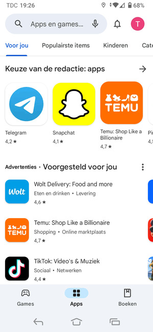 Selecteer de zoekbalk