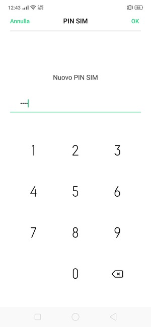 Inserisci Nuovo PIN SIM e seleziona OK