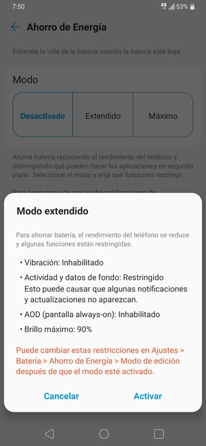Seleccione Activar