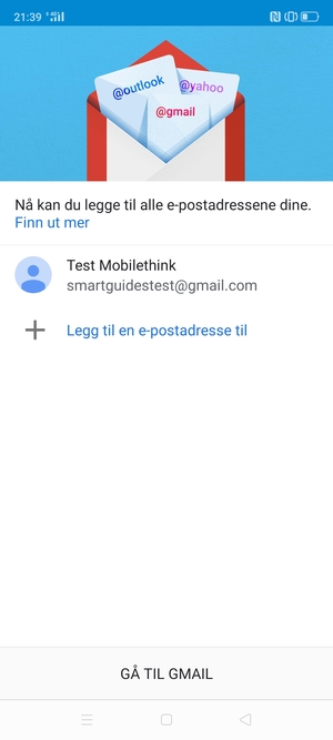 Velg GÅ TIL GMAIL