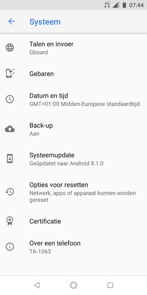 Selecteer Systeemupdate