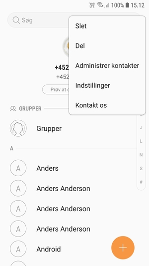 Vælg Administrer kontakter