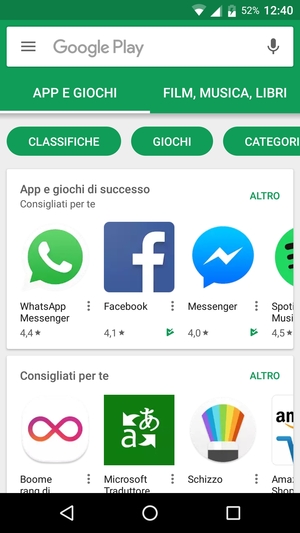 Seleziona la barra di ricerca