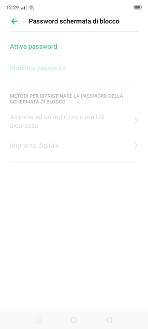 Seleziona Attiva password