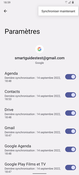 Sélectionnez Synchroniser
maintenant