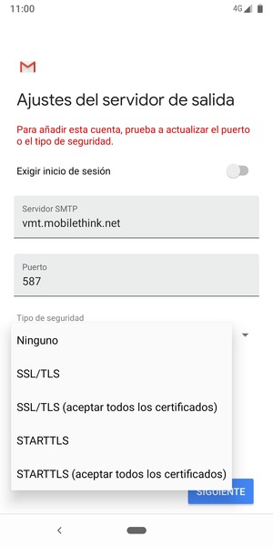 Seleccione Ninguno y seleccione SIGUIENTE