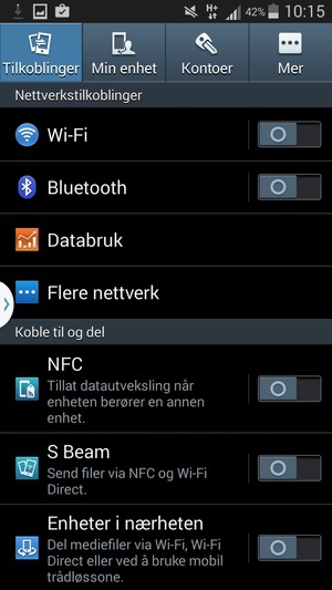 Velg Tilkoblinger og Flere nettverk