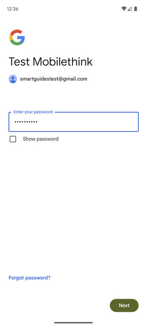Enter your password and select Next
