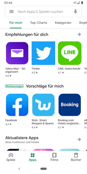 Wählen Sie die Suchleiste