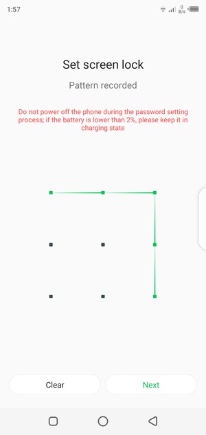Draw an unlock pattern and select Next