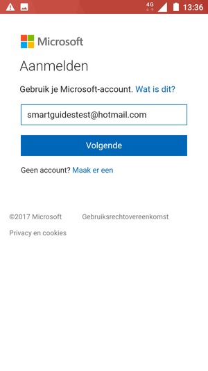Voer uw Hotmail adres in en selecteer Volgende