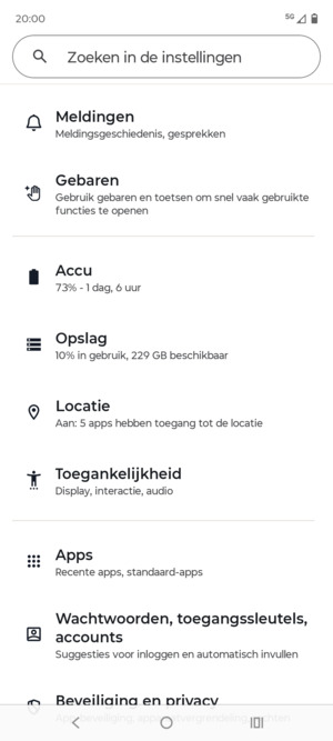 Scroll naar en selecteer Locatie