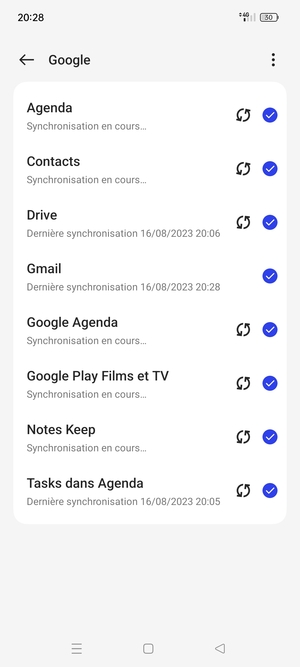 Vos informations seront synchronisées