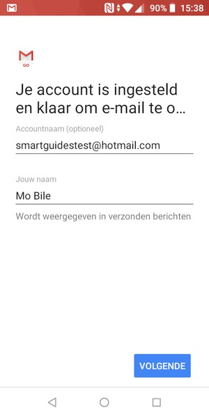 Geef uw account een naam en voer uw naam in. Selecteer VOLGENDE