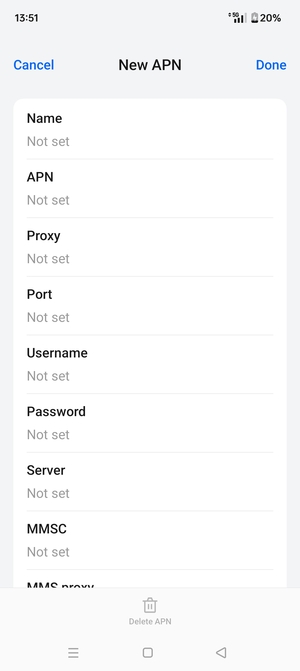 Enter MMS information