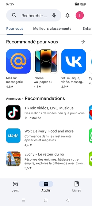 Sélectionnez la barre de Recherche