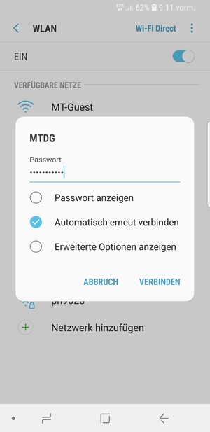 Geben Sie das WLAN-Passwort ein und wählen Sie VERBINDEN