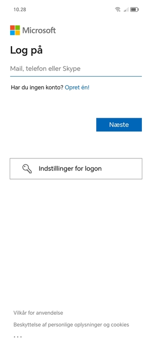 Indtast din Hotmail adresse og vælg Næste