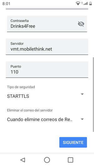 Desplácese y seleccione Tipo de seguridad