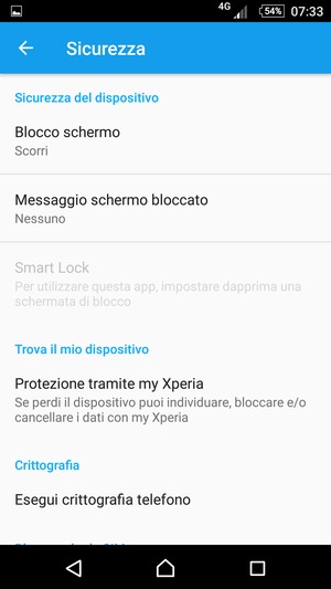 Seleziona Blocco schermo