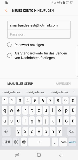 Geben Sie Ihre Hotmail Adresse ein und wählen Sie Weiter