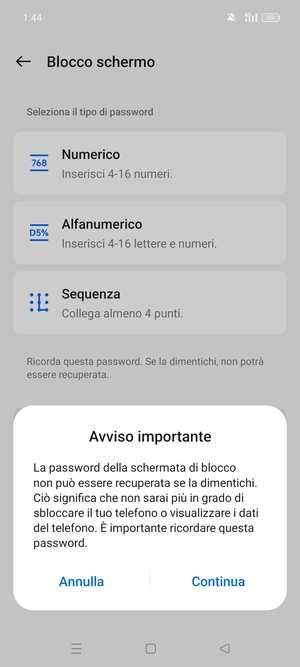 Seleziona Continua