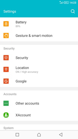 Scroll to and select Security