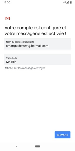 Donnez un nom à votre compte et saisissez votre nom. Sélectionnez SUIVANT