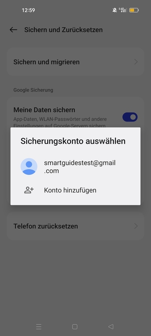 Wählen Sie Ihr Konto für Backup