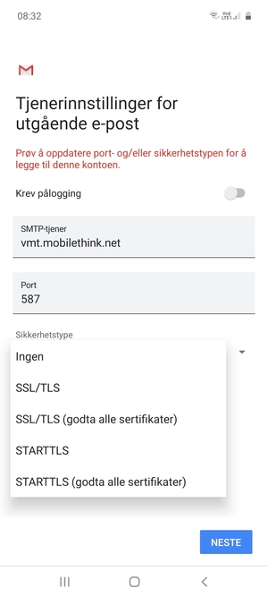 Velg Ingen og NESTE