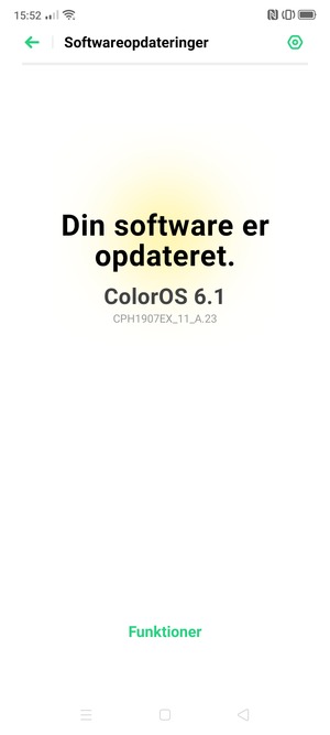Hvis din telefon er opdateret, vil du se følgende skærmbillede