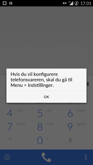 Hvis din telefonsvarer ikke er sat op, vælg OK
