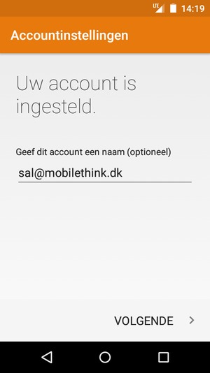 Geef uw account een naam en selecteer VOLGENDE