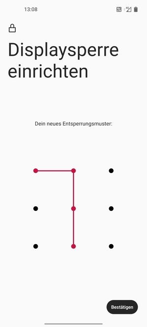 Zeichnen Sie das Entsperrmuster erneut und wählen Sie Bestätigen