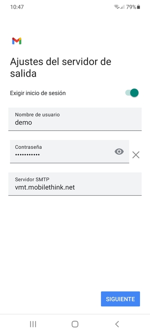Introduzca la dirección de servidor de salida