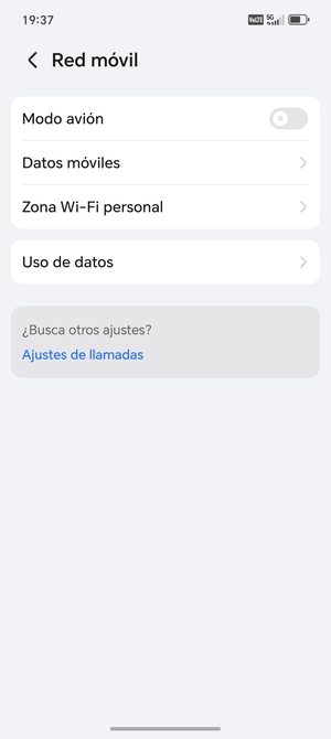Seleccione Datos móviles