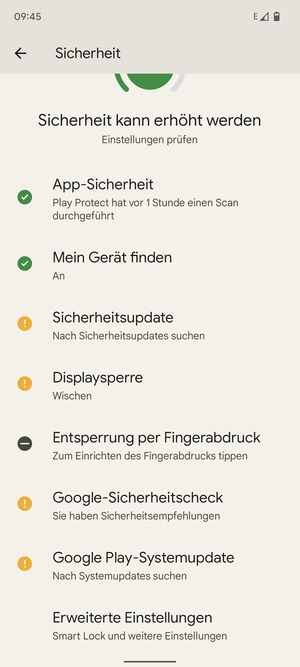 Scrollen Sie und wählen Sie Erweiterte Einstellungen