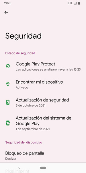 Para activar su bloqueo de pantalla, vaya al menú Seguridad y seleccione Bloqueo de pantella