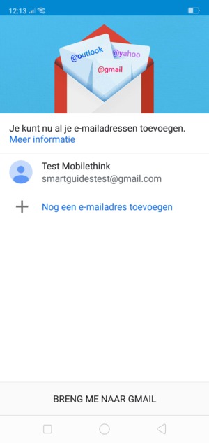Selecteer BRENG ME NAAR GMAIL